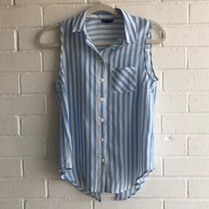 Topshop Open Back Striped Blouse